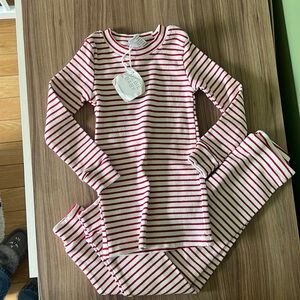 NWT Mebie Baby red white striped PJ size 2